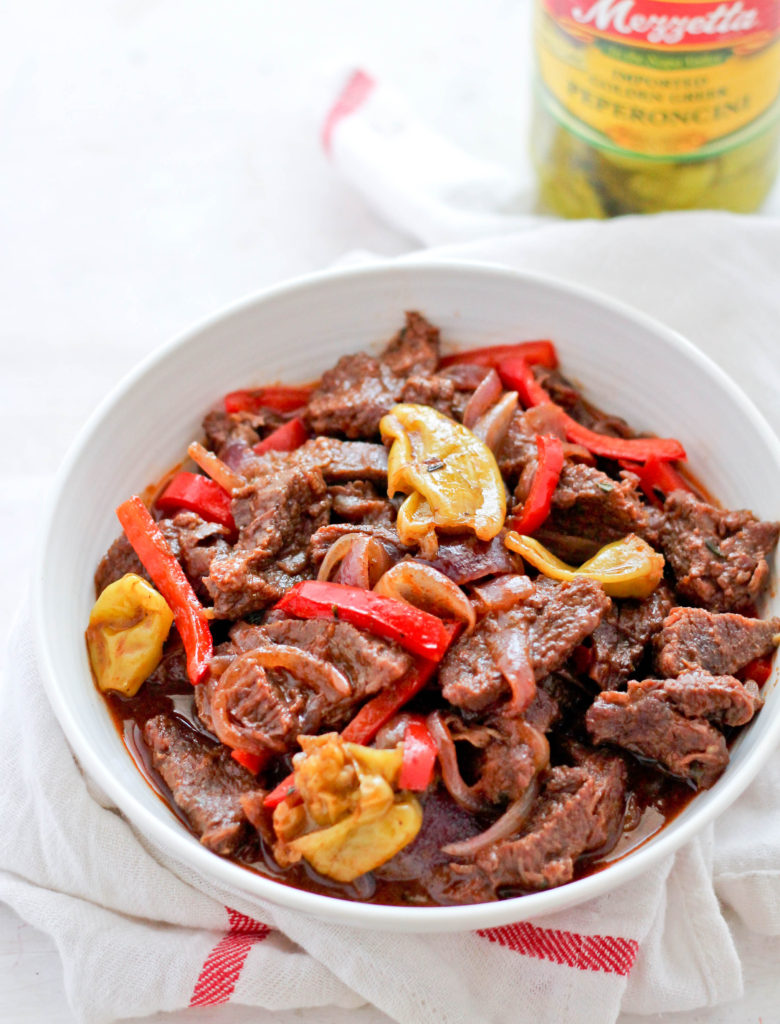 DRY BEEF STEW WITH MEZZETTA PEPPERONCINI - Jehan Can Cook