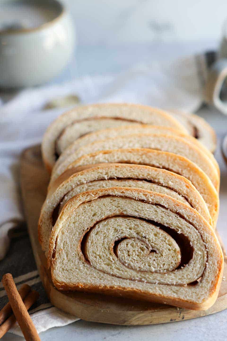 swirls of cinnamon in bread