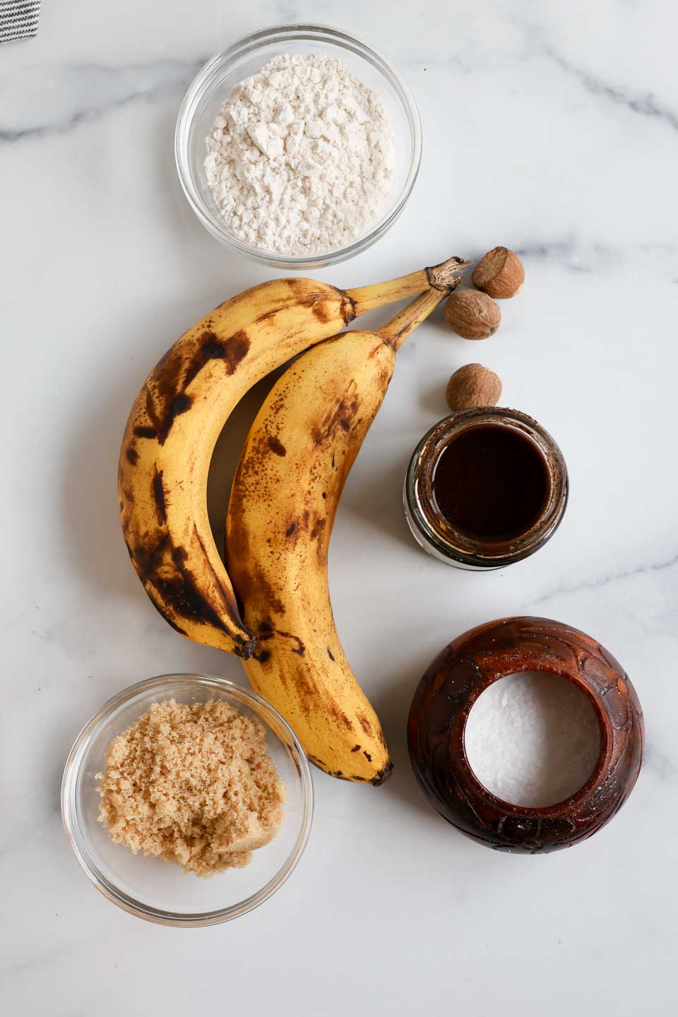 ingredients on a counter for banana fritters